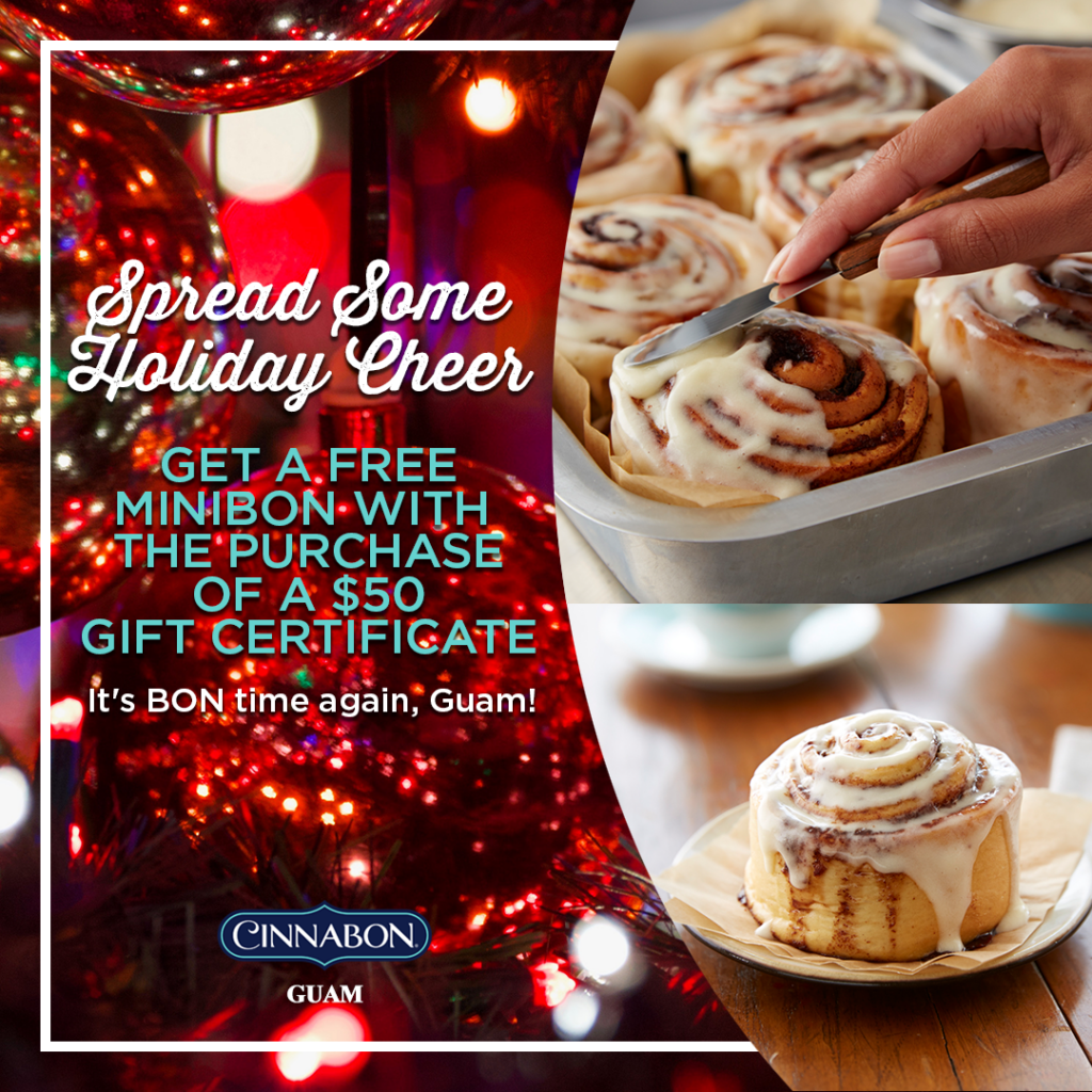 Cinnabon Sale Get a FREE Minibon with Purchase of a 50 Gift